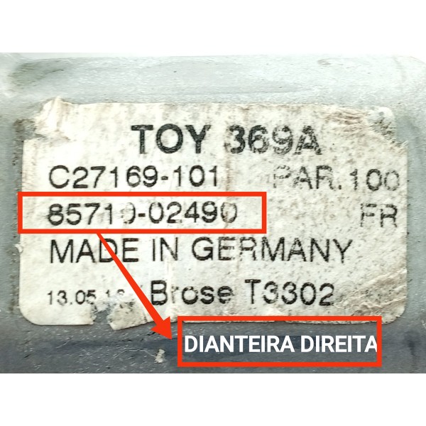 Motor Maquina Vidro Corolla Dianteira Dir 2015/18 8571002490