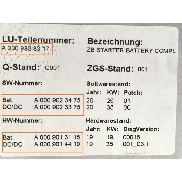 Bateria Hibrida Partida Mercedes C200 2022/2025 A7895843800 Direito