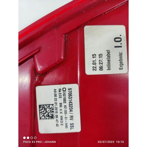 Lanterna Direita Porsche Panamera 2014 2015 2016 97063143204 Direito/passageiro Vermelho
