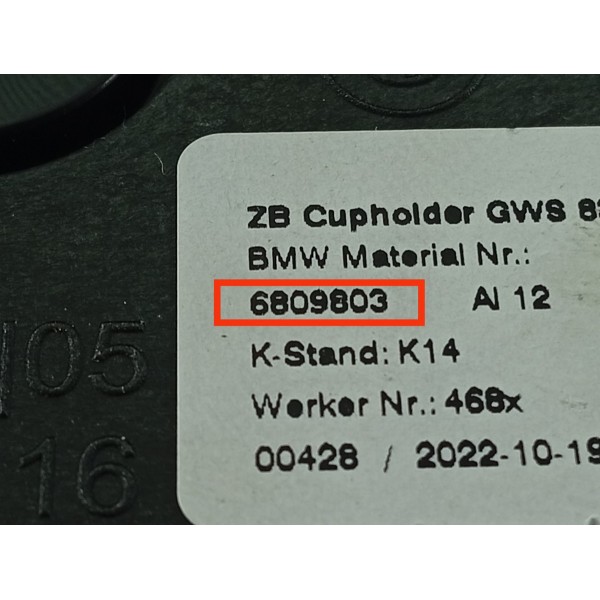 Porta Copos Console Bmw 320 330 G20 2019/2025 6809803 Preto
