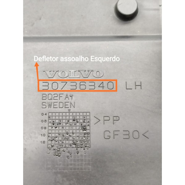 Protetor Assoalho Volvo V60 S60 Esquerdo 2014/2018 30736340