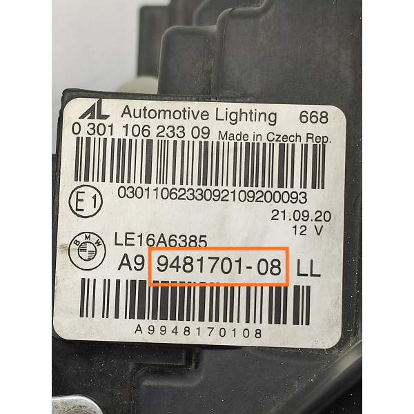 Farol Bmw 320 330 G20 Esquerdo Compl 2019/2022 948170108 Esquerdo/motorista