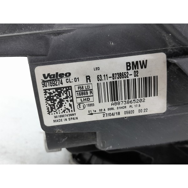 Farol Mini Cooper S Direito 2017 2018 2019 2020 90169274 Det Direito/passageiro