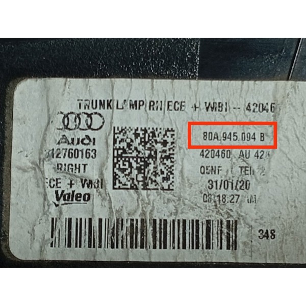 Lanterna Audi Q5 Direita Led 2017 2018/2021 Det 80a945094b Direito/passageiro Vermelho