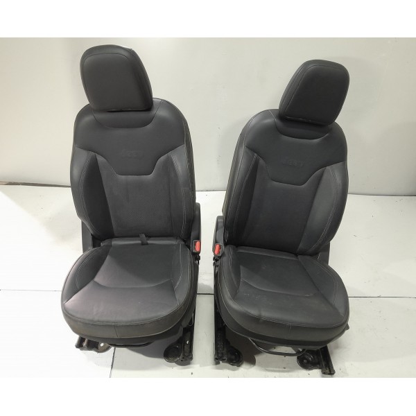 Jogo Banco Couro Jeep Compass Renegade 2017 2018 2019/2022 Preto