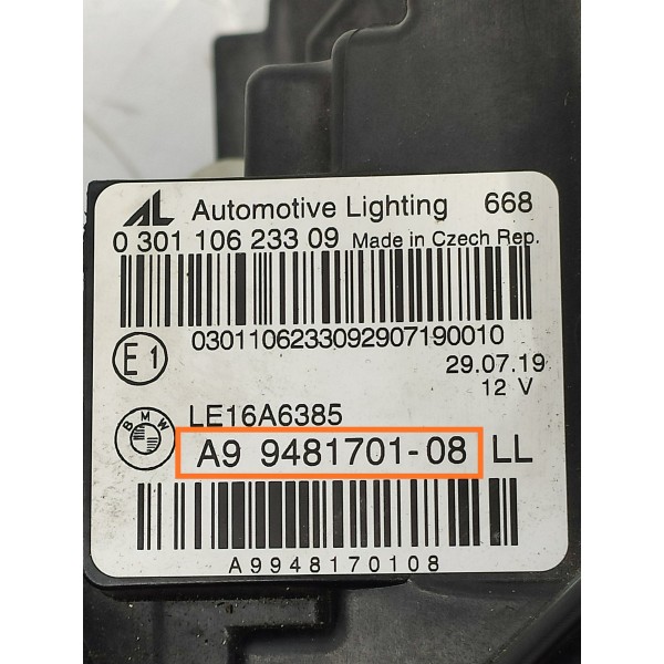 Farol Bmw 320i 330i G20 Esquerdo 2019/2022 Compl A9948170108 Esquerdo/motorista