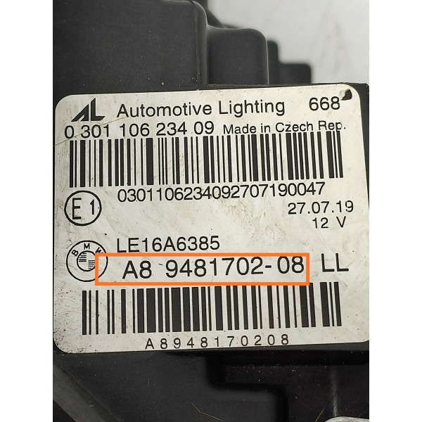 Farol Bmw 320i 330i G20 Direito Compl 2019/2022 A8948170208 Esquerdo/motorista