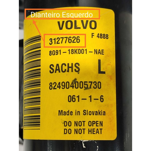 Amortecedor Mola Volvo Xc60 T5 Diant Esq 2011/2016 31277626