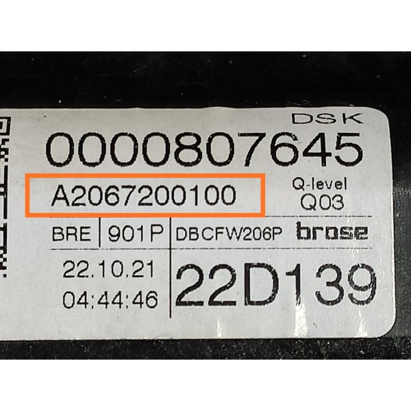 Maquina Vidro Mercedes C200 C300 Diant Esq 2022 A2067200100