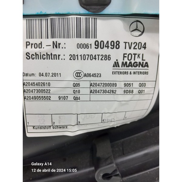 Forro Porta Mercedes C180 C200 Tras E 2012/2014 A2045402610 Preto