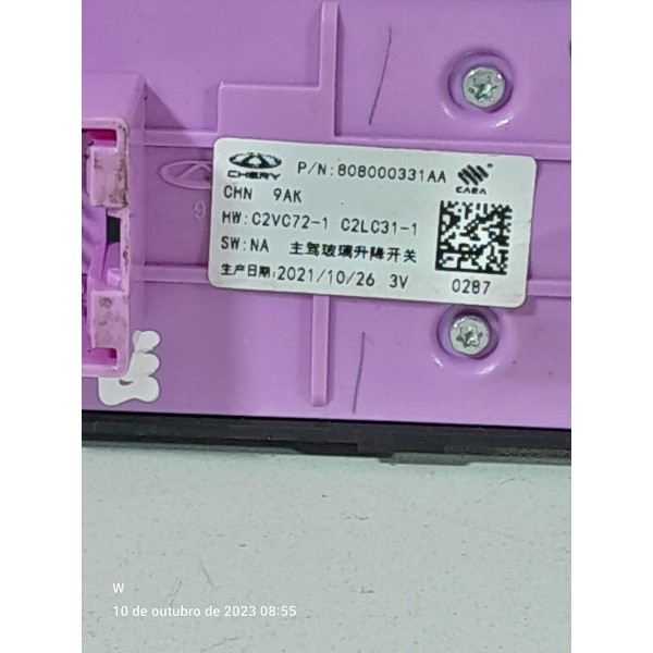 Botao Vidro Tiggo 5 7 8 Dianteiro Esquerd 2019/24 808000331a