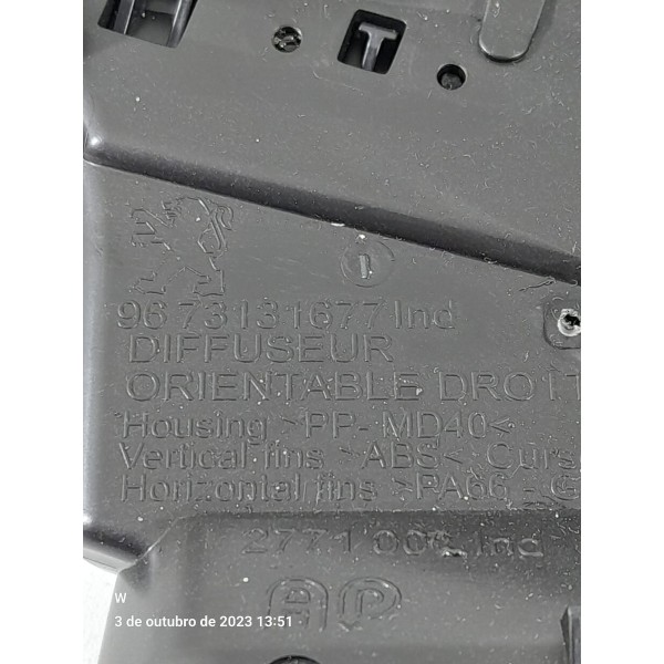 Difusor Ar Peugeot 2008 Direito 2018 2021 2024 9673131677