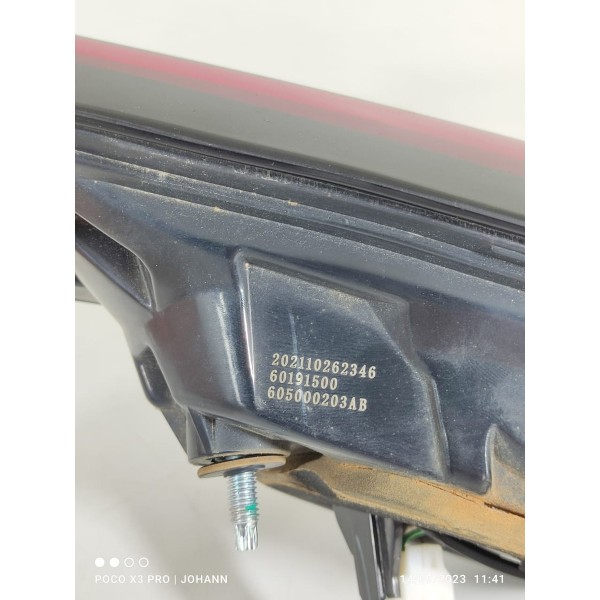 Lanterna Tiggo 8 2019/2022 Esquerda Led Tampa Tras 605000203 Esquerdo/motorista Vermelho