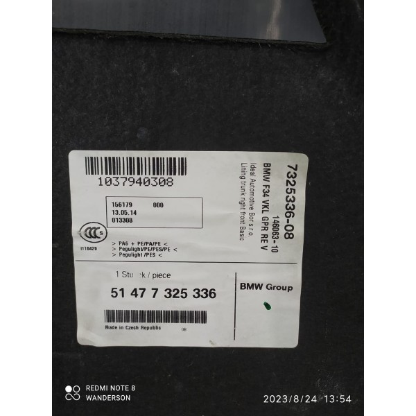 Acabamento Porta Mala Bmw 320g 328gt Direito 51477325336