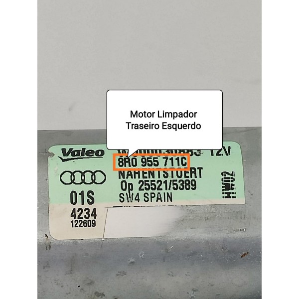 Motor Limpador Traseiro Audi Q5 2012/2016 8r0955711c