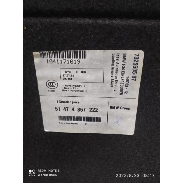 Tampao Fundo Assoalho Porta Mala Bmw 328gt 732550507