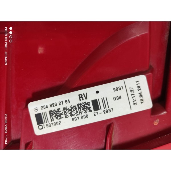 Lanterna Mercedes C180 C200 Direita 2012/2014 A2048202764 Direito/passageiro Vermelho