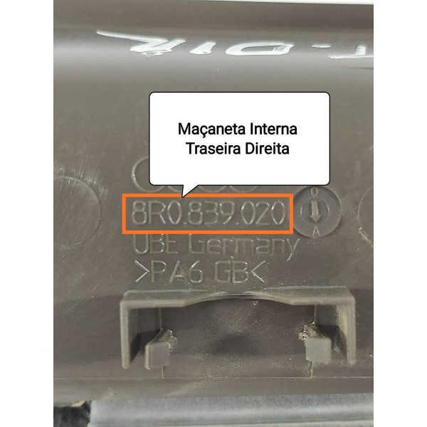 Macaneta Interna Audi Q5 Traseira Direita 8r0837020 Preto Traseira