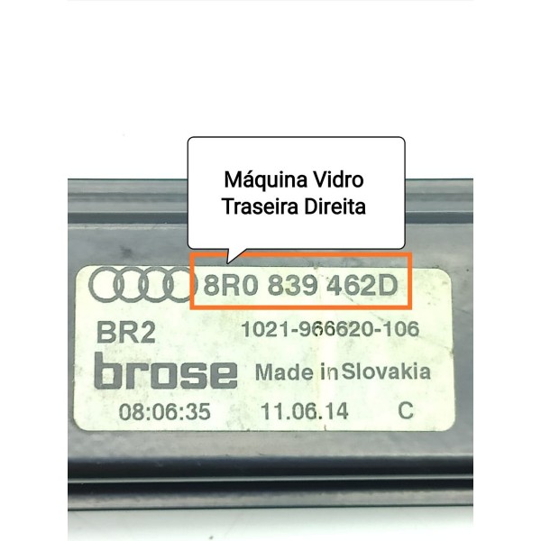 Maquina Vidro Audi Q5 Traseira Di 2012/16 8r0839462d