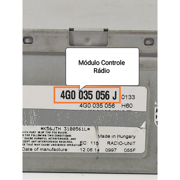 Modulo Controle Radio Audi A4 A5 Q3 Q5 2012/20616 4g0035056j